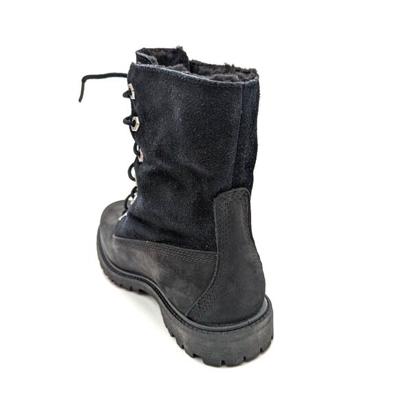 Timberland Authentic Women Waterproof Fleece Fold Down Boot Black Leather US 6.5 - Picture 7 of 15